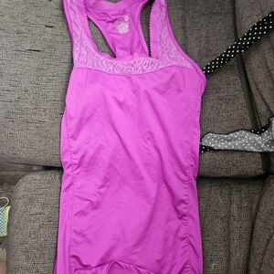 bcg Bright Pink Racerback Tank Top with Lace Trim